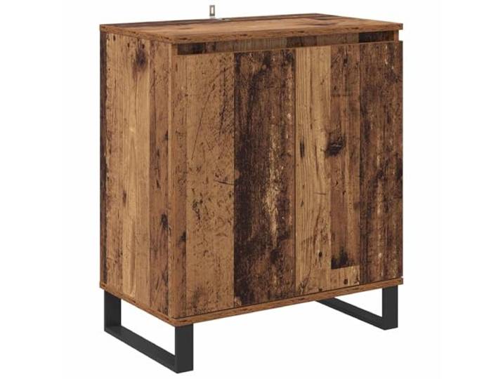 HGFDVCMR Sideboard Altholz Optik 60x35x70 cm Kommode mit 2 Türen Kompakter Beistellschrank für Wohnzimmer und Schlafzimmer mit robusten Eisenbeinen und Kippschutz für sicheres Wohnen.