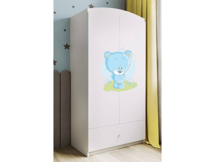 Raumhirsch Furniture Kinderkleiderschrank mit Tiermotiven - Kleiderschrank für Kinder (Kinderzimmerschrank für Jungen & Mädchen, Mit Ablagefächern & Kleiderstange) neutrale Motive, langlebig, verschiedene Farben & Designs