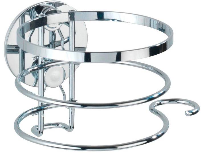 Haartrocknerhalter WENKO, silber (silberfarben), B:12,5cm H:9cm T:11,5cm, Edelstahl, Gerätehalterungen, Haartrocknerhalter, Turbo-Loc Befestigng ohne Bohre