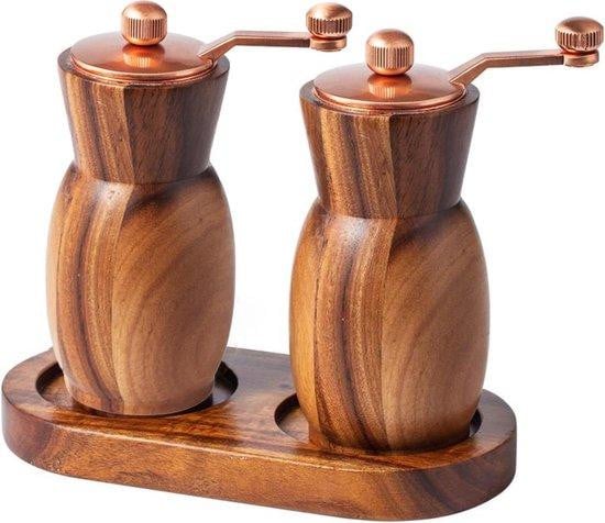 Handmatige houten kruidenmolen in het bruin, navulbare pepermolen van 11,43 cm