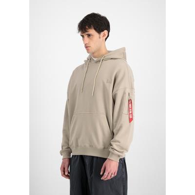 Hoodie ALPHA INDUSTRIES "Alpha Essentials RL Hoodie", Herren, Gr. 3XL, beige (vintage sand), Obermaterial: 70% Baumwolle, 30% Polyester, oversize, Sweatshirts Hoodie