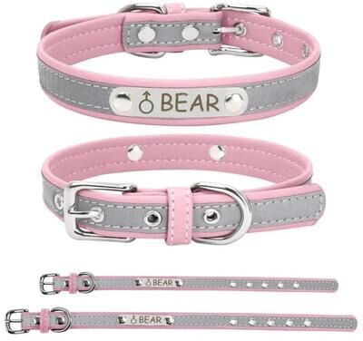 Uplift Essentials Signature Series Custom Engraved Reflective Pet Collar pink m