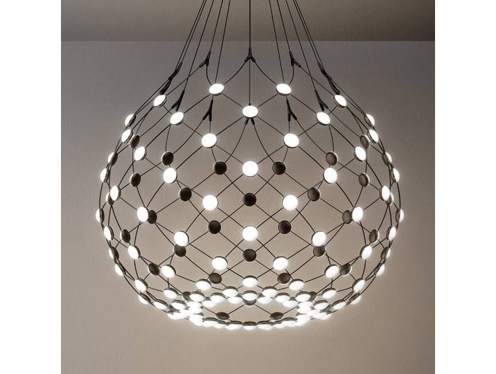 Mesh Suspension Ø80xH60 Phase 3m Black - Luceplan - Salon / séjour - Moderne - Métal - Multi-ampoules