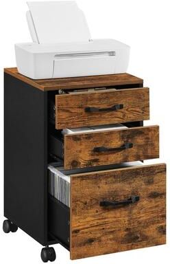 No 3 Drawer Wood Mobile File Cabinet
