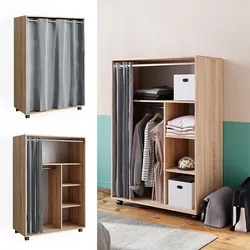 Vicco mobiler Kleiderschrank Dielenschrank Garderobe Doros Sonoma 100 x 147 cm offen rollbar