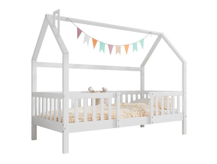 Flieks Hausbett 90x200cm Weiß Mit Schornstein, 90x200 cm, Babymöbel & Kindermöbel, Kinderzimmer & Jugendzimmer, Kinderbetten, Spielbetten