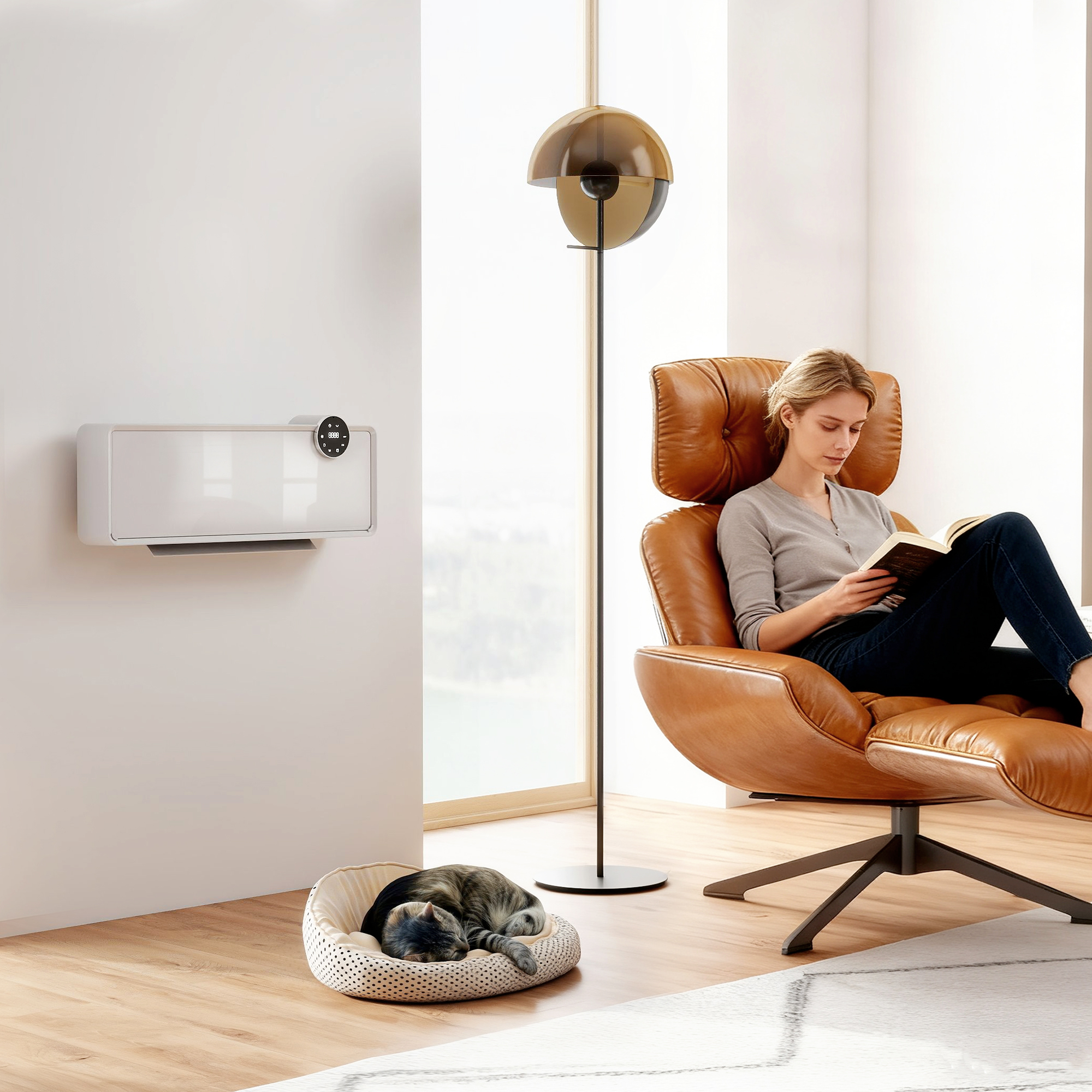 Homcom Stufa Ceramica Elettrica 2000W da Parete con 3 Modalità, Temperatura Regolabile, Timer e Telecomando, Bianco   Aosom Italy