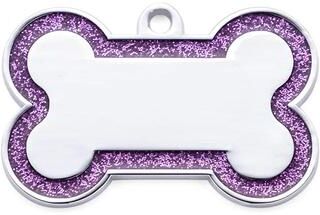 Uplift Treasures Custom Double Sided Glitter Pet ID Tag purple l 47x30mm