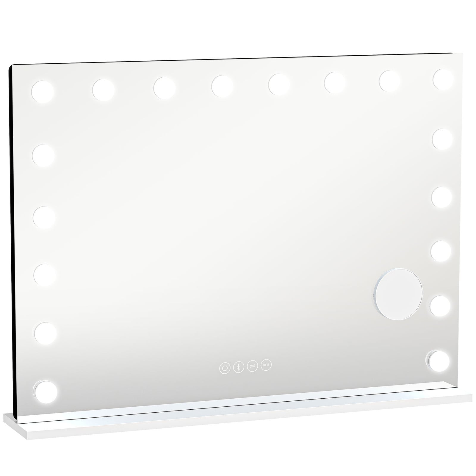 HOMCOM Hollywood Make-up Spiegel met 18 dimbare LED-lampen, 3 kleuren, RGB-verlichting en Bluetooth-luidspreker, Wit