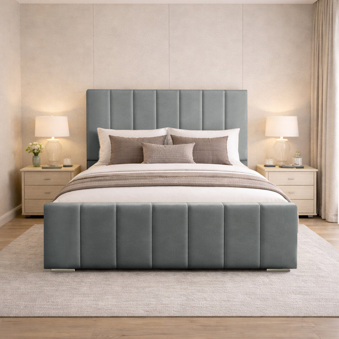 Canora Grey Connell Upholstered Bed Frame Grey Small Double (4')