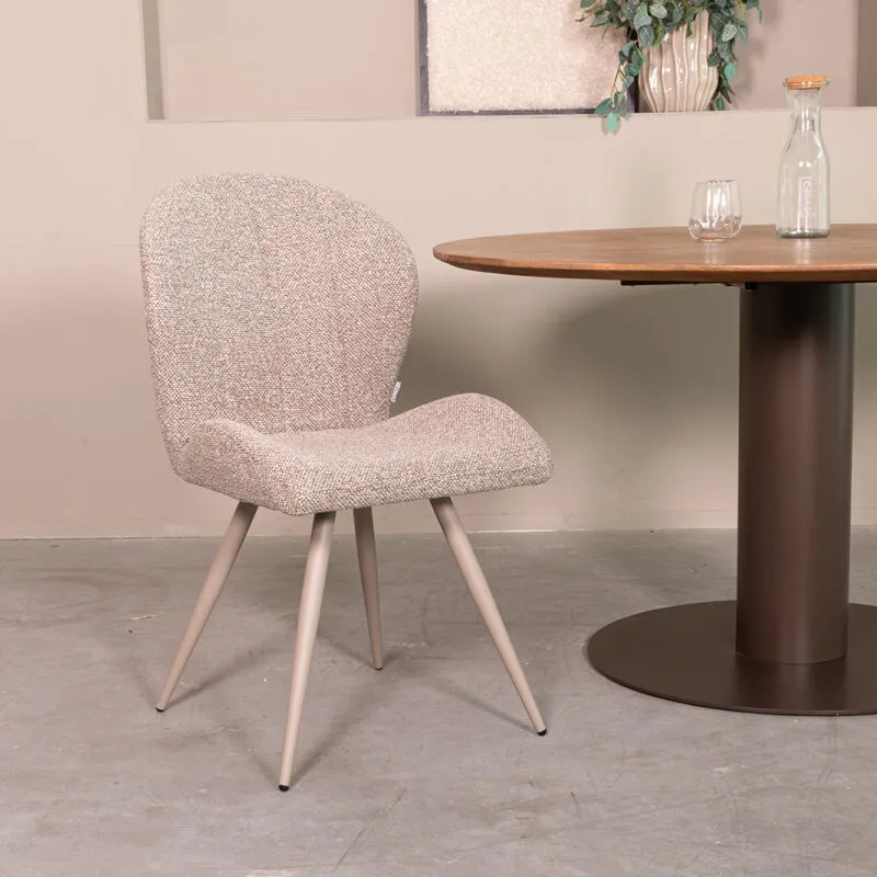 Label51 Eetkamerstoel Sil - Mushroom - Taupe - Boucle - Metalen Frame