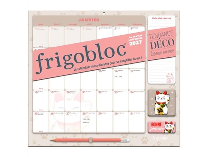 Frigobloc Mensuel 2027 Déco Chats - Calendrier organiseur familial (de janv. à déc. 2027) (Broché)