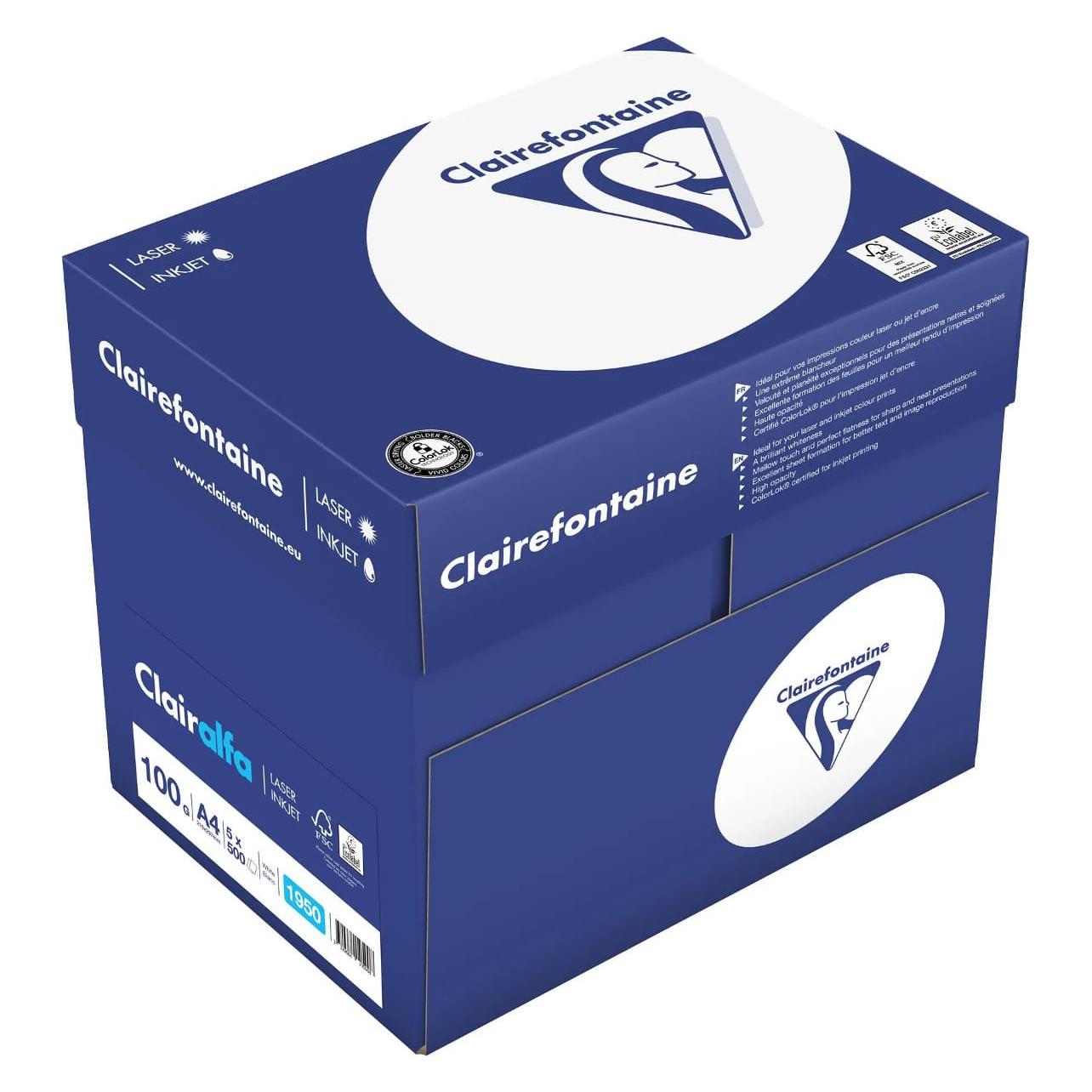 Clairefontaine Universalpapier Clairalfa FSC Premium, hochweiss (A4, 500 Blätter, 100 g/m²) (1950C)