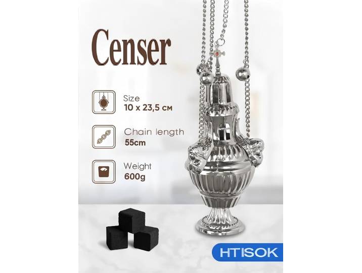 HTISOK – brûleur d'encens orthodoxe en alliage de Zinc plaqué or, encensoir d'église pour la Purification de l'air de l'autel, culte à usage domestique