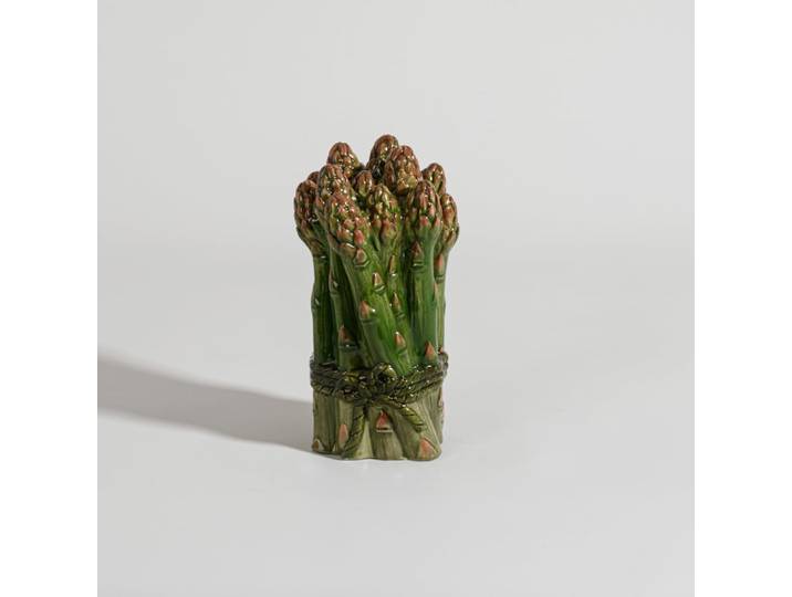 Spargelbündel-Figur aus grünem und rosafarbenem Steingut, H 17 cm