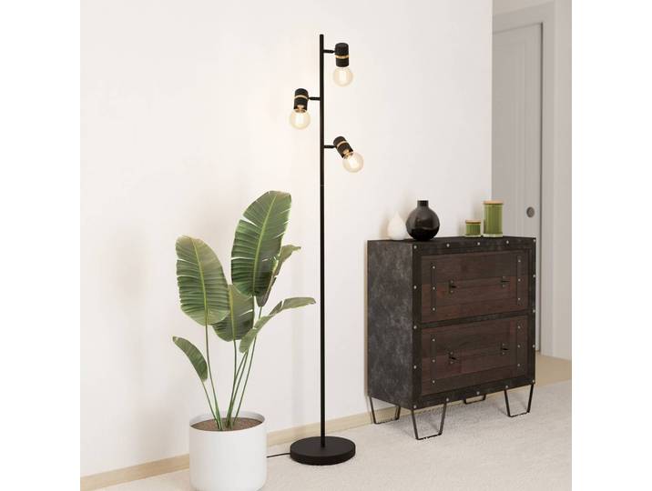 EGLO Stehlampe Lurone, schwarz, für Wohn- / Esszimmer, Metall, Modern
