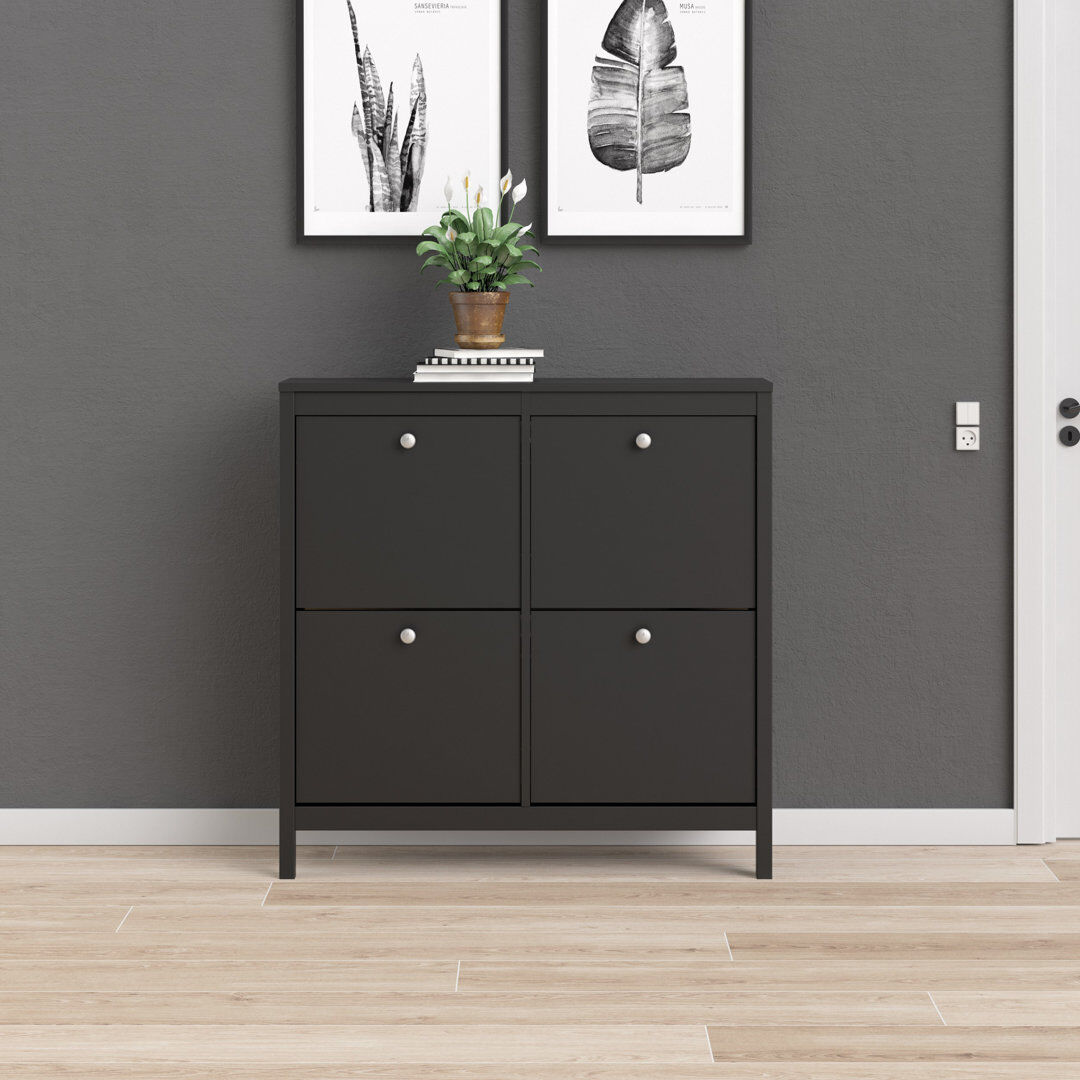 Ebern Designs Cynteria 16 Pair Shoe Storage Cabinet Black 16
