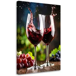 LEINWANDBILD Weingläser mit Wein Trauben 80x120cm