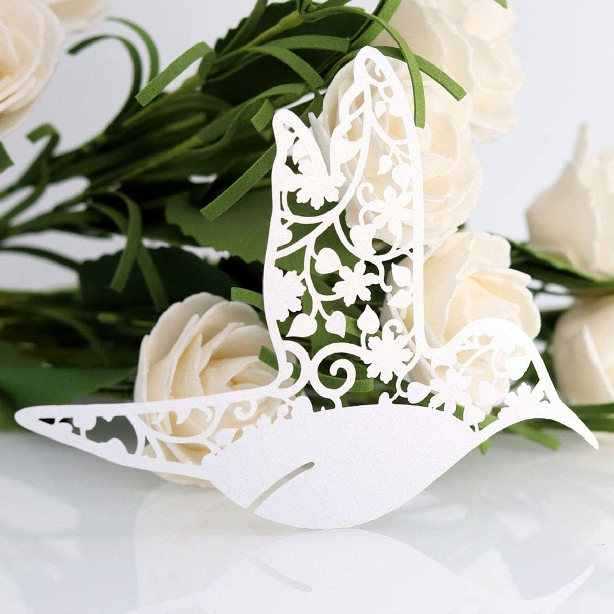 Dailygoods Set van 50 vogelvormige plaatskaarten voor bruiloft of feest, 9 x 9 cm