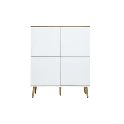 Hoher skandinavischer Buffet in heller Holzoptik Eiche und Weiss L110 cm ANDERS