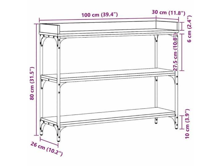 Remise 2026®Grand Table d'Appoint Marron - Table console - Console D'ENTREE avec étagère - chêne artisanal - 100x30x80cm 356 167