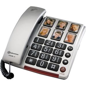Amplicomms BigTel 40 Plus Telefon, silber, Großtastentelefon, schnurgebunden