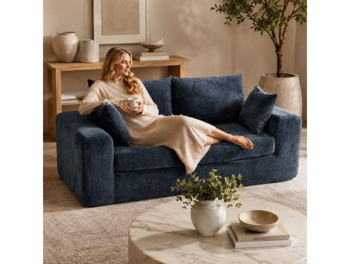 PixelPilot 2-Sitzer-Sofa 210 cm,Chenille,montagefrei,Hellblau Hochdichte, hochelastische Schaumstoffpolsterung für stabilen Halt und angenehmen Sitzkomfort
