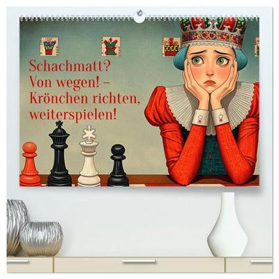 Schachmatt? Von wegen! – Krönchen richten, weiterspielen! (hochwertiger Premium Wandkalender 2027 DIN A2 quer), Kunstdruck in Hochglanz