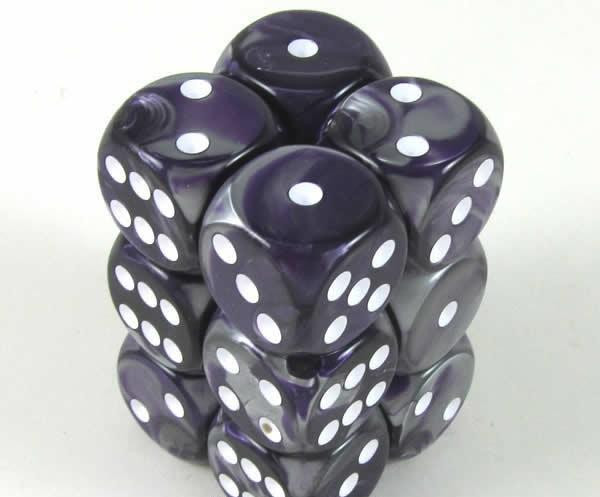 Chessex 26632 Set dobbelstenen Paars Zilver 16 mm