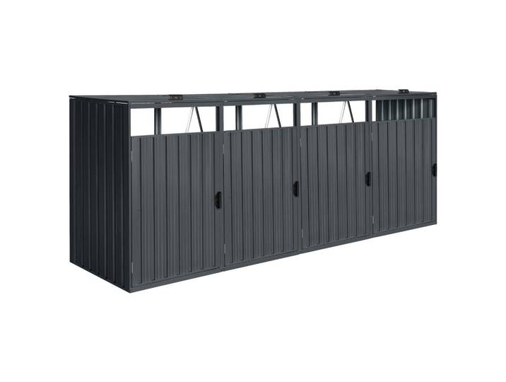 Mülltonnenbox, Anthrazit, Metall, 80x122x320 cm, CE, Gartenzubehör, Geräteschuppen