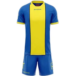 Givova, Unisex, Sportshirt, set aus trikot und shorts (XL), Blau, Mehrfarbig, Gelb, XL