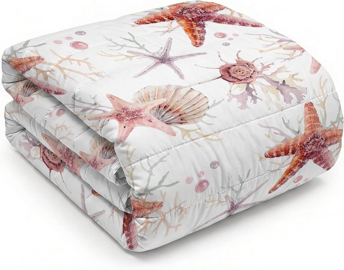Zomerdekbed Fantasy Starfish - Lichtgewicht Microfibre Sprei - 260 x 270 cm
