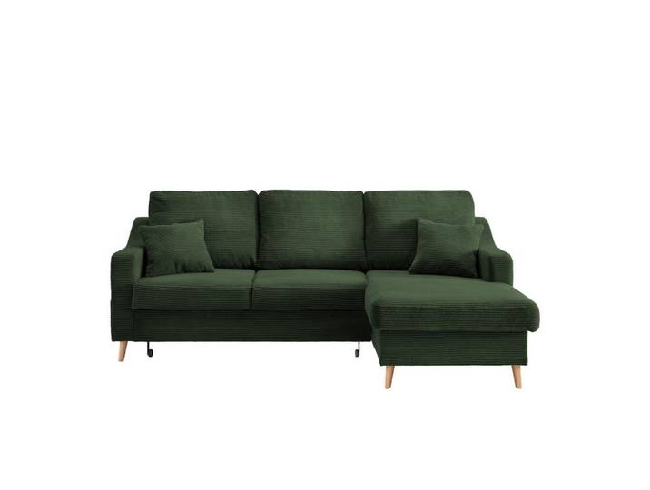 Ecksofa Mit Schlaffunktion & Bettkasten Valentina Grün Cord