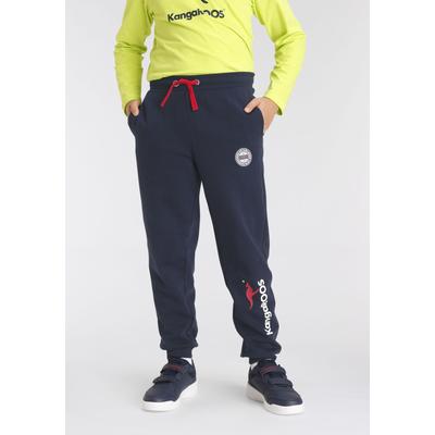 Sweathose KANGAROOS "Jogginghose für Jungen", Jungen, Gr. 128/134, N-Gr, blau (marine), Sweatware, Obermaterial: 100% Baumwolle, bedruckt, Basic lang, Hosen Sweathose, Logo-Drucken
