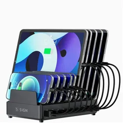 SIGN 10-Port Charging Station (240 W, 10 Ports), USB Ladegerät, Schwarz