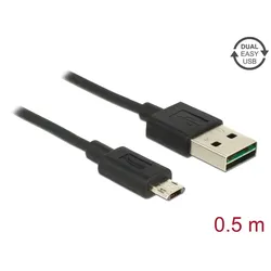 DELOCK USB Kabel A -> Micro-B St/St 0.50m schwarz Easy USB
