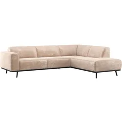 Ecksofa Statement aus Chenille-Samt, modern und komfortabel, naturfarben, Stellvariante rechts