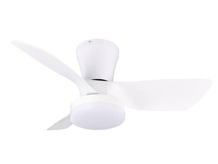 Reality Leuchten LED Deckenventilator mit Beleuchtung Randers R64412131, Kunststoff Weiß matt, 6 Geschwindigkeiten, Sommer- Winterbetrieb, Fernbedienung, Dimmer, Timer, Nachtlicht, Lichtfarbe regelbar
