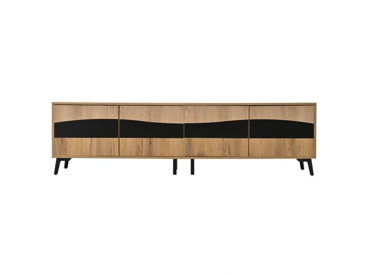 TV-LOWBOARD Natur & Schwarz 180 cm für Fernseher bis 75 Zoll