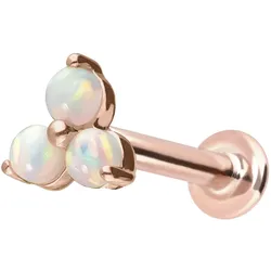14 Karat Gold Labret mit Innengewinde BLUME + 3 SYNTHETISCHE OPALE