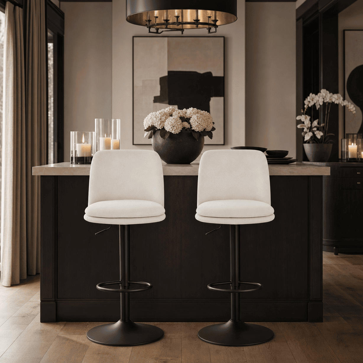 Roux Cream Textured Bar Chairs - Set of 2