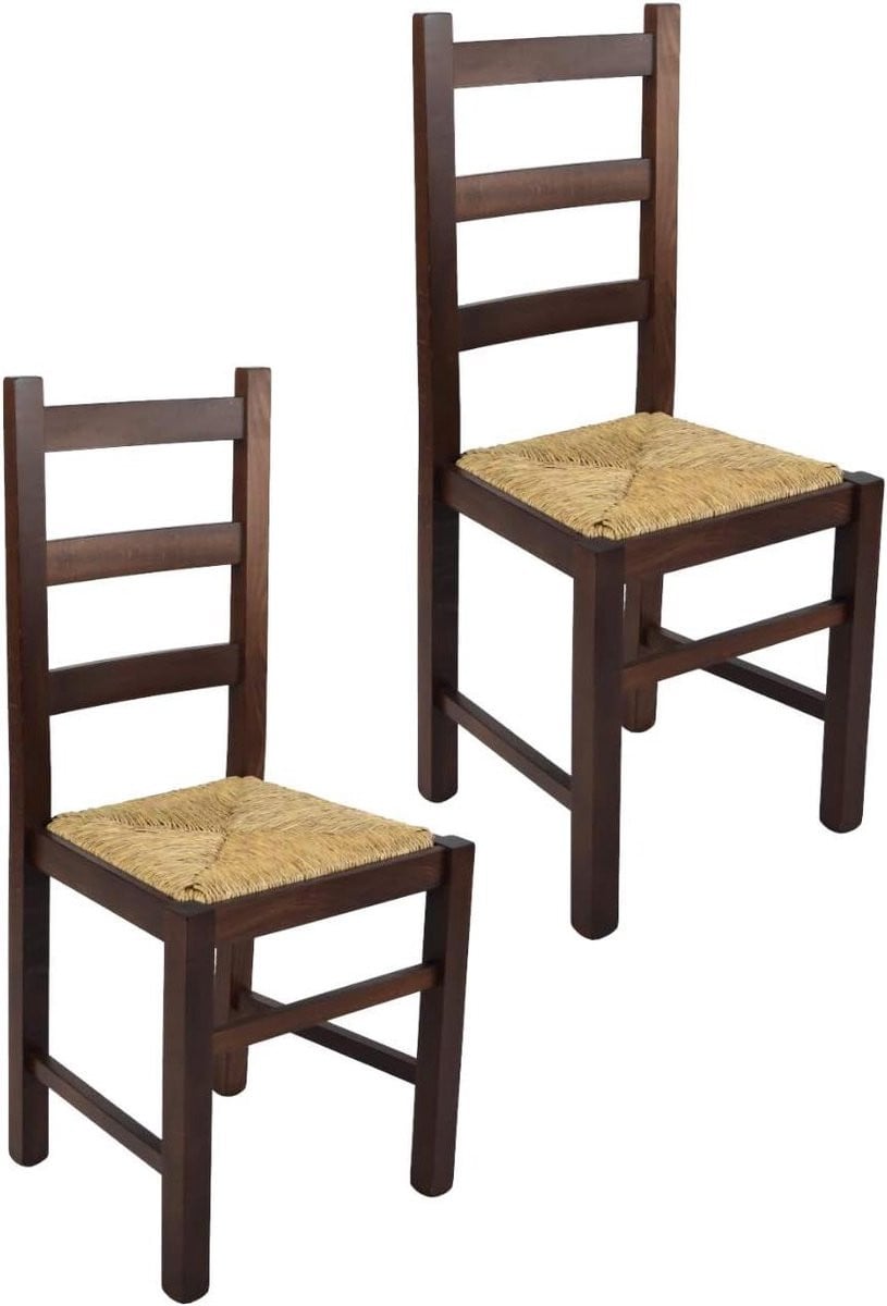 Set van 2 handgemaakte eetkamerstoelen van notenhout