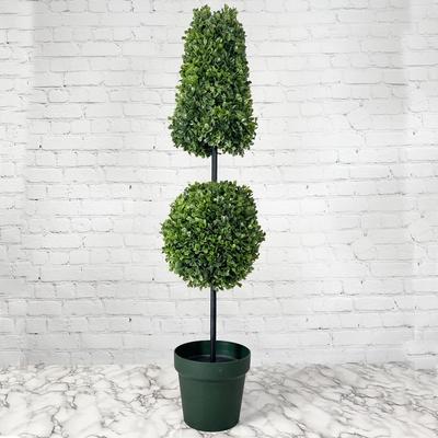 Admired by Nature Artificial Boxwood Leave Double Ball Shaped Topiary Plant Tree in Plastic Pot