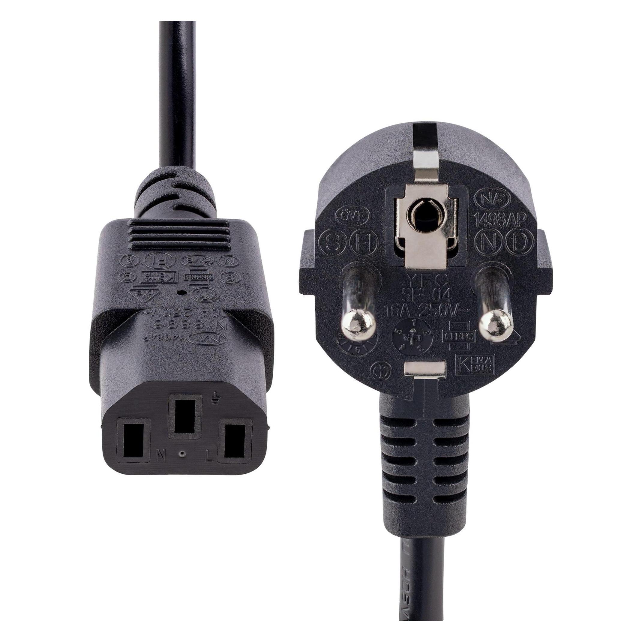 StarTech com 713E-3M-POWER-CORD, 3 m, CEE7/7, C13-Koppler, SVT, 250 V, 10 A (3 m) (713E-3M-POWER-CORD)