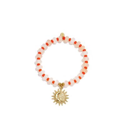 Perlenarmband ADELIA´S "Armband aus Glasperlen mit Anhänger, 16,5 cm", orange (apricot), Armbänder, Damen, Edelstahl, Perlenarmband, Modischer Modeschmuck mit dekorativem Anhänger