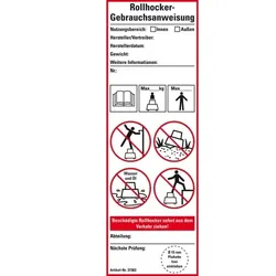 Aufkleber I Aufkleber Leiter-Gebrauchsanweisung Rollhocker, Folie, selbstklebend, 50x150mm, 2/Bogen