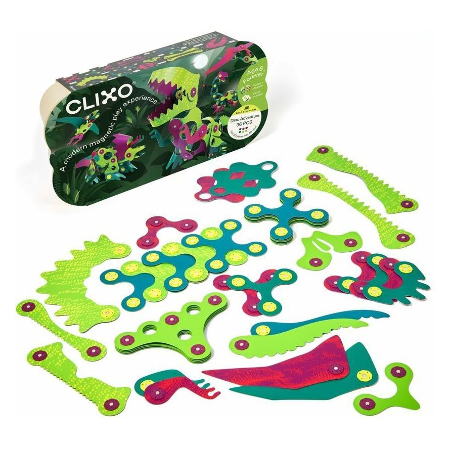 Clixo Magnetická stavebnice Dino Adventure / 36 dílků / od 6 let (850054480408)