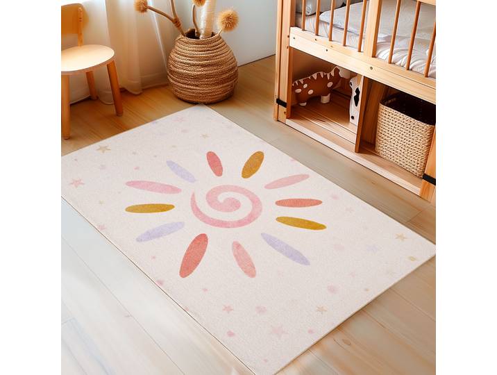 Kinderteppich AYYILDIZ TEPPICHE PLAY 2021 , beige (creme), B:80cm H:8mm L:120cm, Polyamid, Teppiche, Kinderteppich, rutschhemmend, Motiv Sonne, Kurzflor