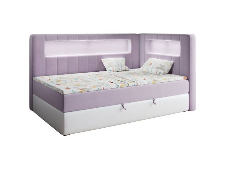 BOXSPRINGBETT JUNIOR GOLD 3 90/200 Violett/Weiß - rechte Seite