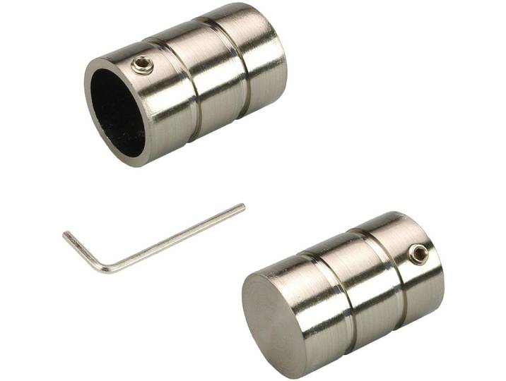 Gardinenstangen-Endstück LIEDECO Zylinder , silber (edelstahlfarben), L:3,5cm Ø:1,6cm, Gardinenstangenendstücke, Gardinenstangen-Endstück, für Gardinenstangen Ø 16 mm